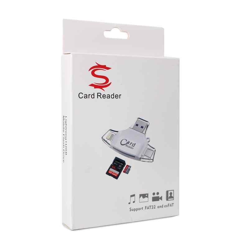 Citac kartica SD microSD na Type C Lightning USB 2.0 JWD-84 beli